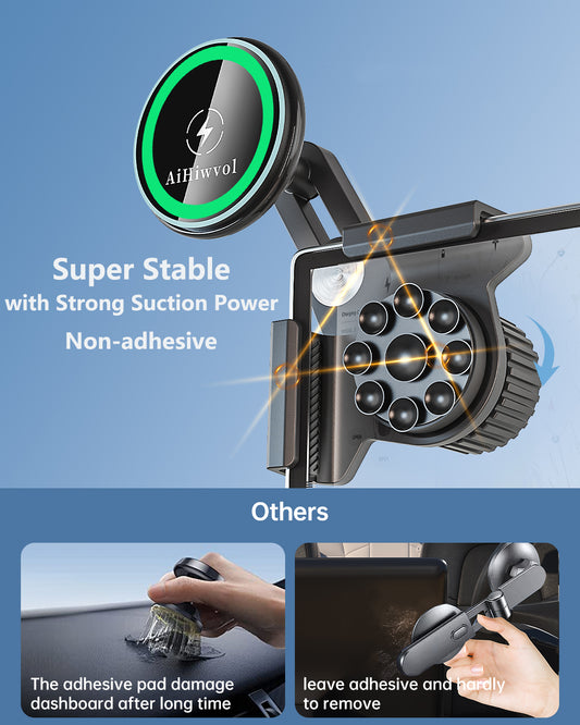 Qi2 15W Tesla Phone Mount Charger for Model Y/3 with Strong Suction and Non Adhesive