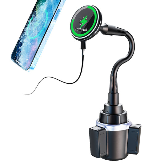 Qi2 15W Magsafe Car Cup Holder Charger with Adjustable Gooseneck, Phone Cooler Charging